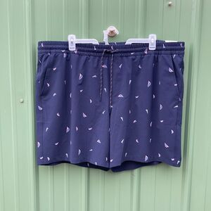 Men’s Pull-On Swim Trunks Shorts with Liner Sailboat Print Size 3XL (48-50)